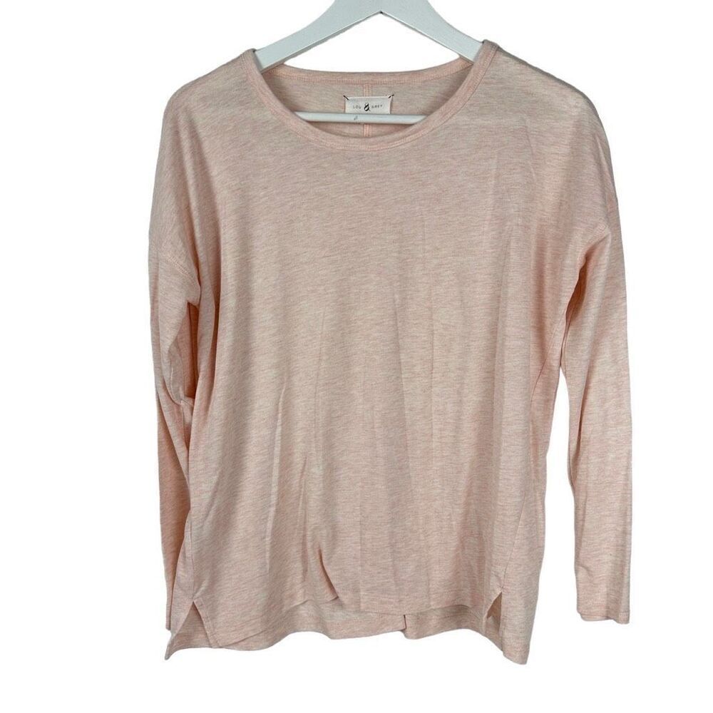 Lou & Grey Pink Heather Long Sleeve T-Shirt Size Small Scoop Neck